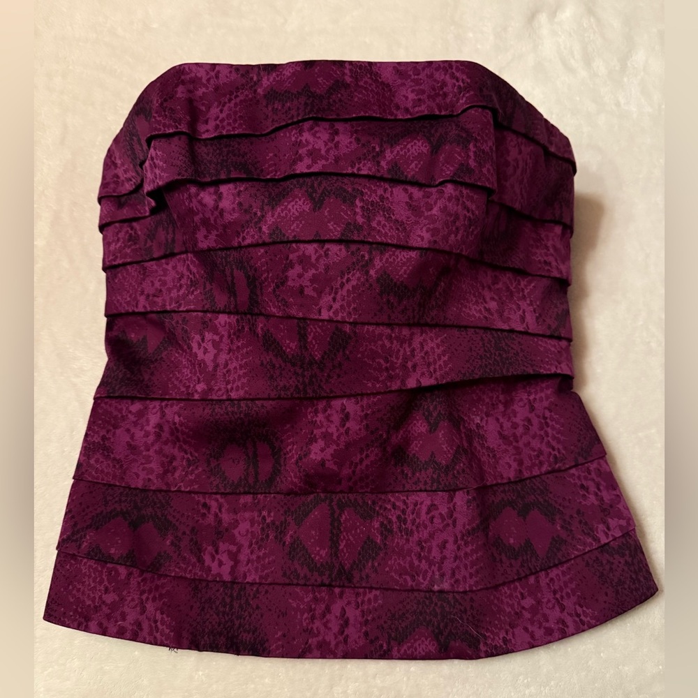 White House Black Market Strapless Burgundy Bustier